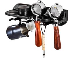 LIVIA HOME- Espresso Tamper - Wandgemonteerde Koffieorganizer - Koffie Distributeur - 58mm Portafilter - Ruimtebesparend - ABS Materiaal - Koffie Organizer