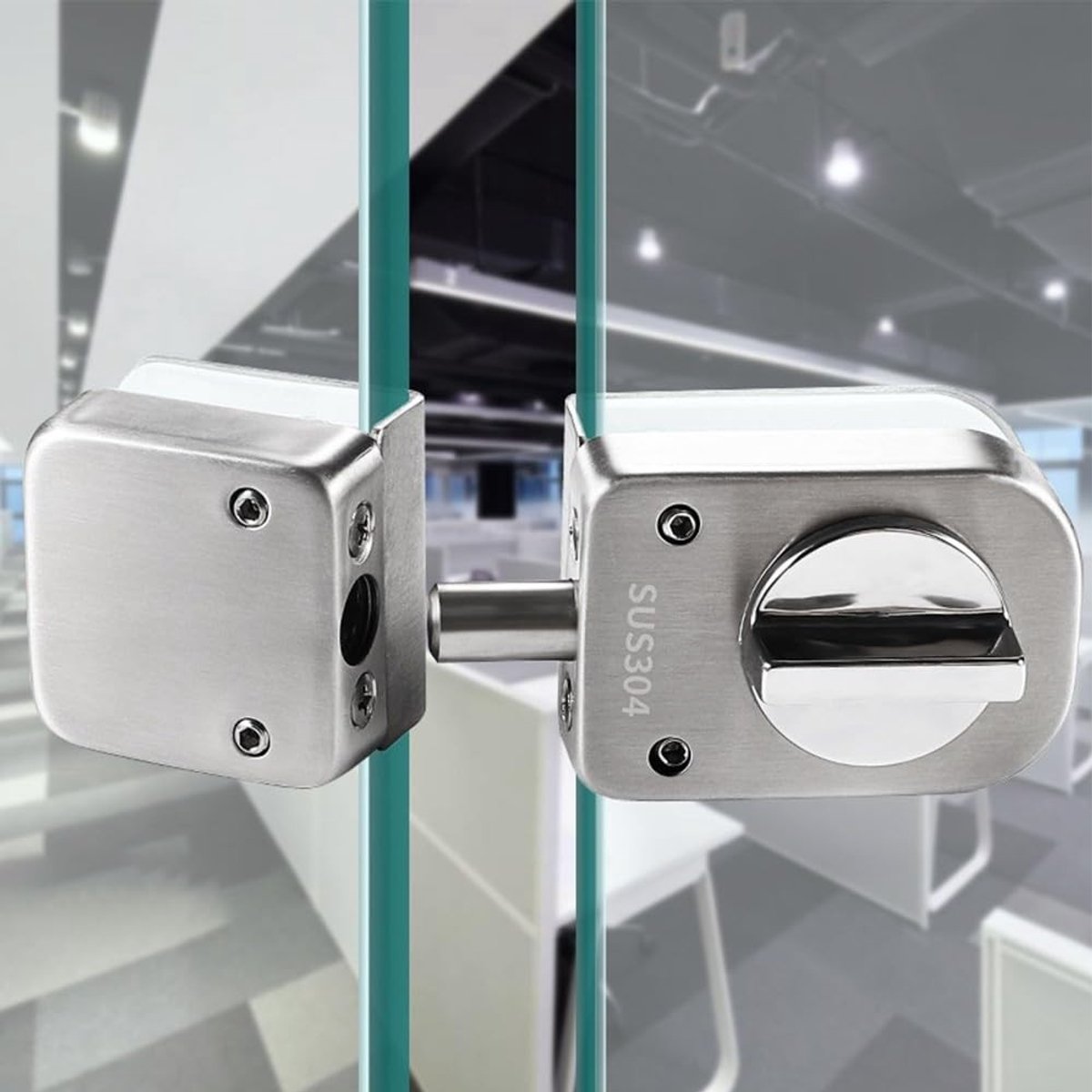 Dailygoods- Glazen Deurslot Roestvrij Staal - Deurslot Buitendeur - Deurslot Binnendeur - Deurslot met Sleutel - Deurslot voor 8-12mm Glas - Duurzaam en Stevig