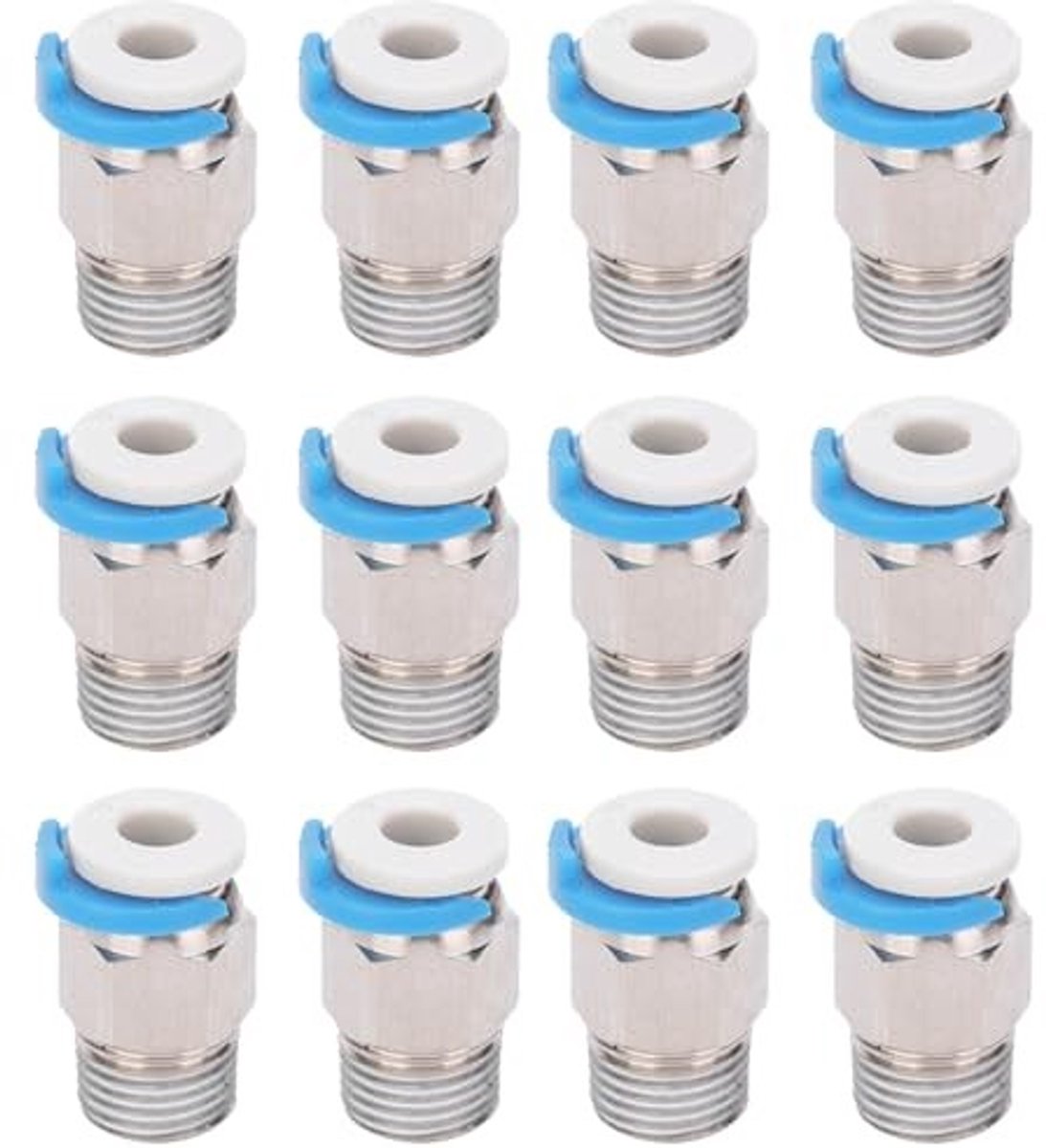 Dailygoods- Pneumatische Fittingen 12 Stuks - Druk Connector - M10 Draad - 3D Printer Accessoires - Bowden Extruders - Hoogwaardige Kwaliteit - Drukconnector
