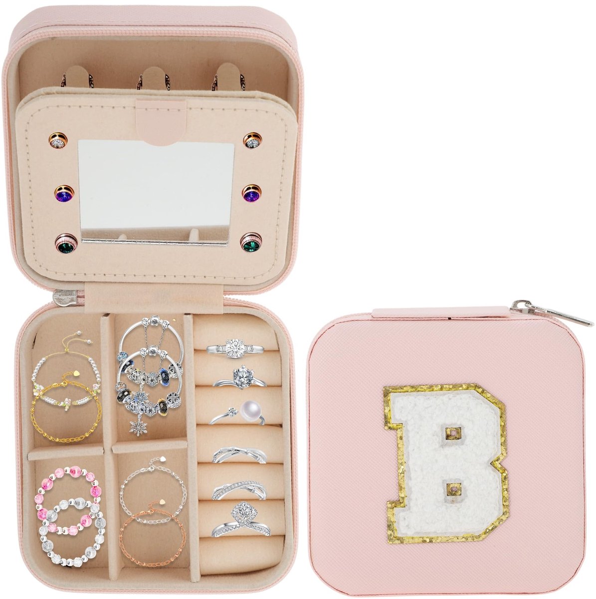 Dailygoods- Sieradendoos met Spiegel - Sieradenopbergdoos - Reissieradendoos - Sieradenorganizer - Hoogwaardig PVC - Waterdicht en Luxe Interieur - Sieradenbox