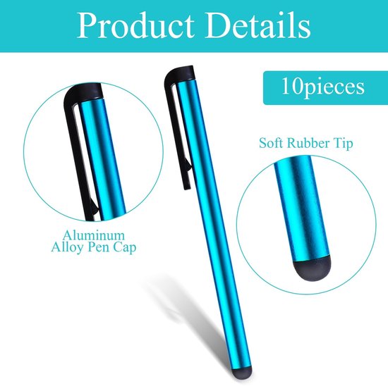 ZEYNOMAX- Styluspen Hoge Precisie - Touchscreen Pen voor Tablet - Universele Styluspennen - Mobiele Telefoon Pen - 10 Stuks - Aluminiumlegering — afbeelding 3