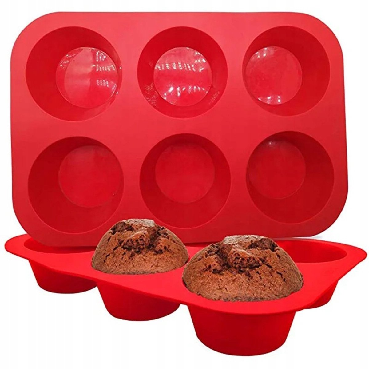 Siliconen Muffinvorm voor 6 Cupcakes, Desserts & Gelei - Flexibel & Non-stick
