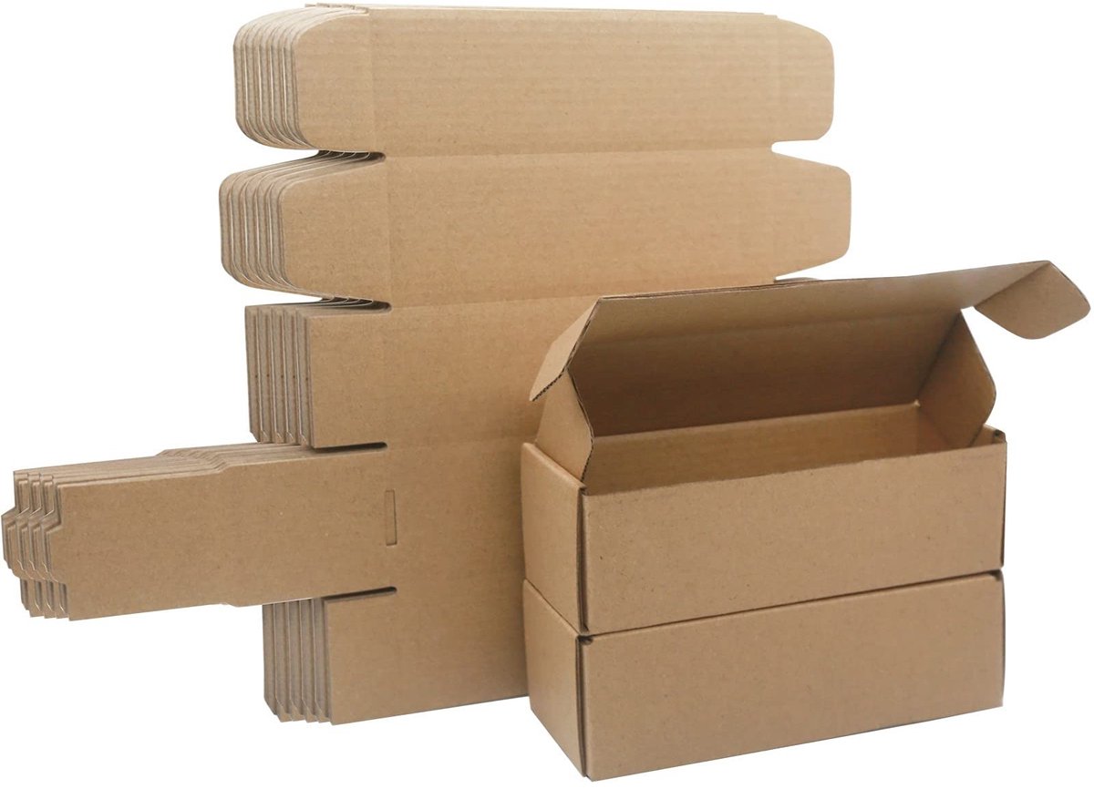 JHUBERS- Verzenddozen Golfkarton - 200 × 53 × 53 mm - Pack van 10 - Bruin - Milieuvriendelijk - Perfect voor verzending en opslag - Verpakkingsdozen
