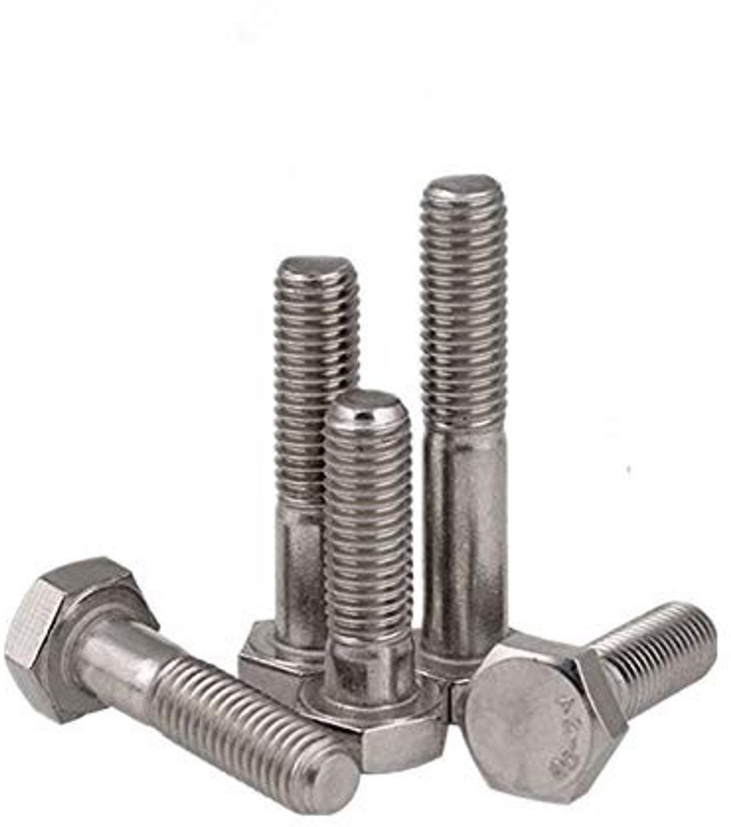 JHUBERS- Schroefbouten M12 - Roestvrij Staal - Zeskantbout - Grove Draad - Sleutelmaat 17mm - Pack van 2 - Corrosiebestendig - Bout