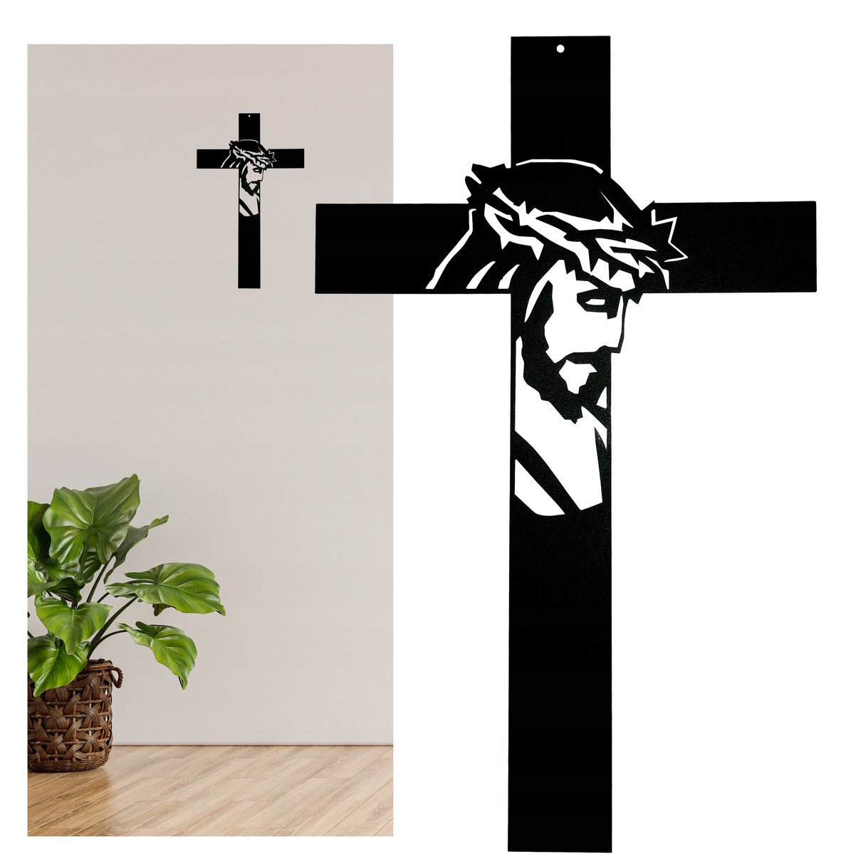 Moderne Metalen Wandkruis Jezus 50cm - Stijlvolle Religieuze Decoratie