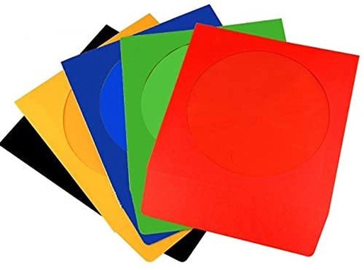 JHUBERS- CD Sleeves 50 Stuks - Gekleurd Papier - Transparante Vensters - Eenvoudige Indexering - Model PS0750M - Goedkoop - Cd Hoezen