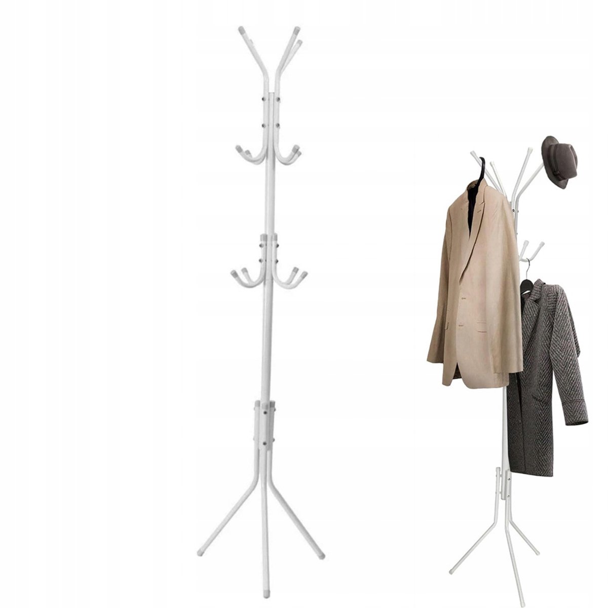 Stabiele Metalen Kledingrek 175cm Wit met 12 Haken