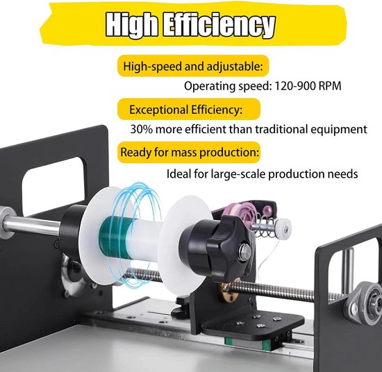 Automatische Wikkelmachine - Spoelwikkelaar Draad - Precisie Wikkelen - Instelbaar Toerental - Tot 10cm Breed - Zwart — afbeelding 5
