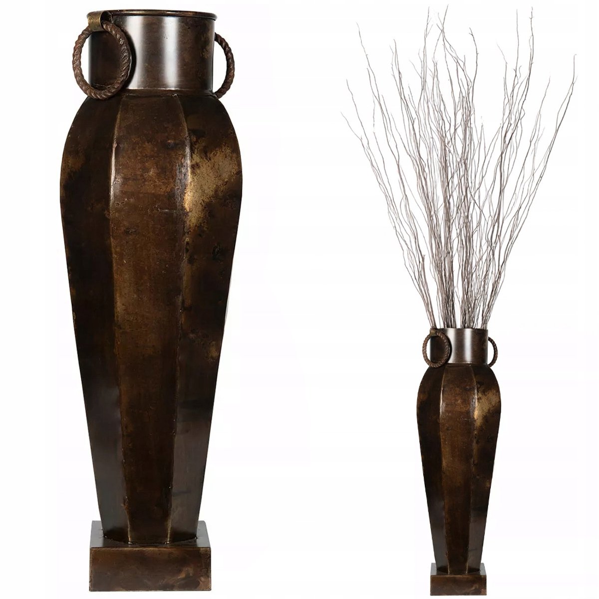 Grote Metalen Vloer Vaas 64cm - Retro & Industrieel Design