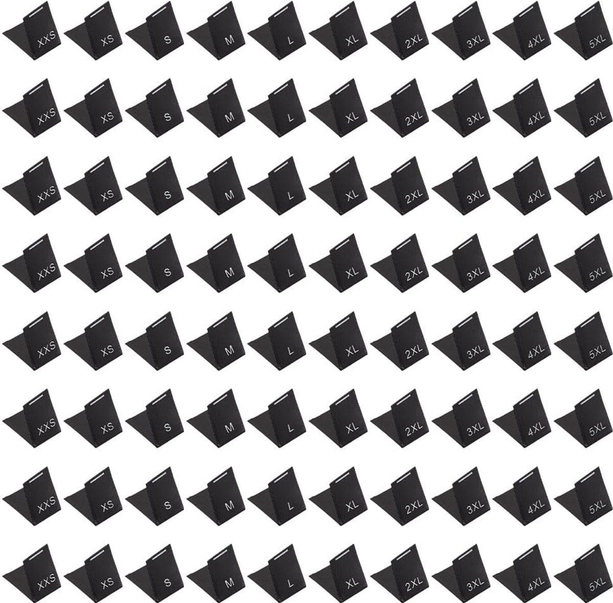 Dailygoods- Maatetiketten 500 stuks - Kledinglabels voor op te strijken - Geweven kledingetiketten - Polyester - Duidelijke maataanduiding XXS/5XL - Slijtvast en wasbaar