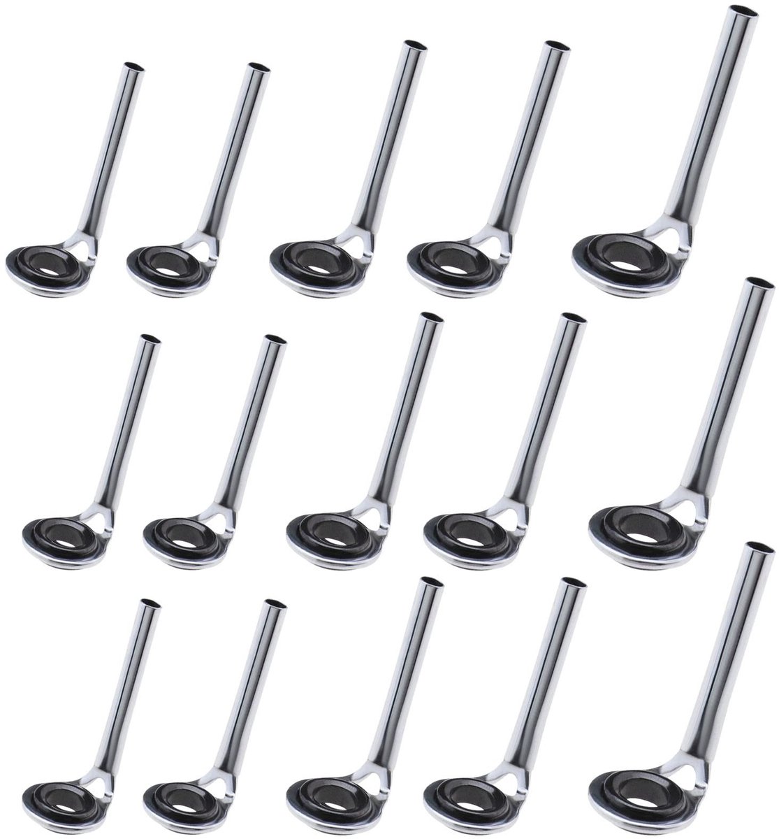Dailygoods- Vislijn 15 Stuks - Hengel Tip Reparatie Kit - Meerdere Maten 1.2x4mm/1.4x4mm/1.6x5mm/1.8mmx5mm/2x6mm - Roestvrij Staal - Duurzaam - Lichtgewicht - Hengelonderdelen