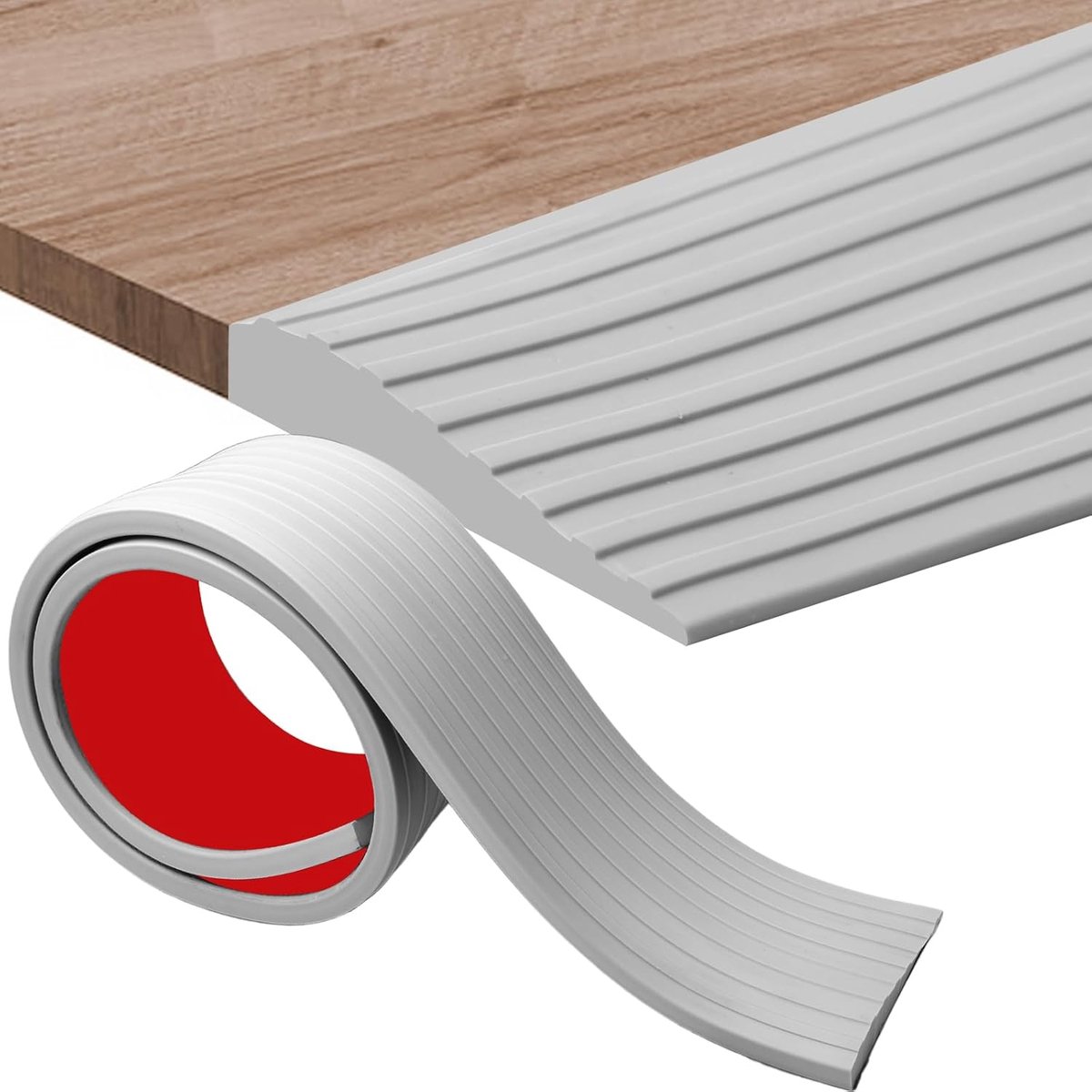 Drempelhulp –Drempelhulp Rubber – Zelfklevende rubberen oprit – 5 cm breed – 1 cm hoog – Op maat te snijden – Geschikt voor rolstoelen, kinderwagens en scootmobielen –100cm lang – Grijs