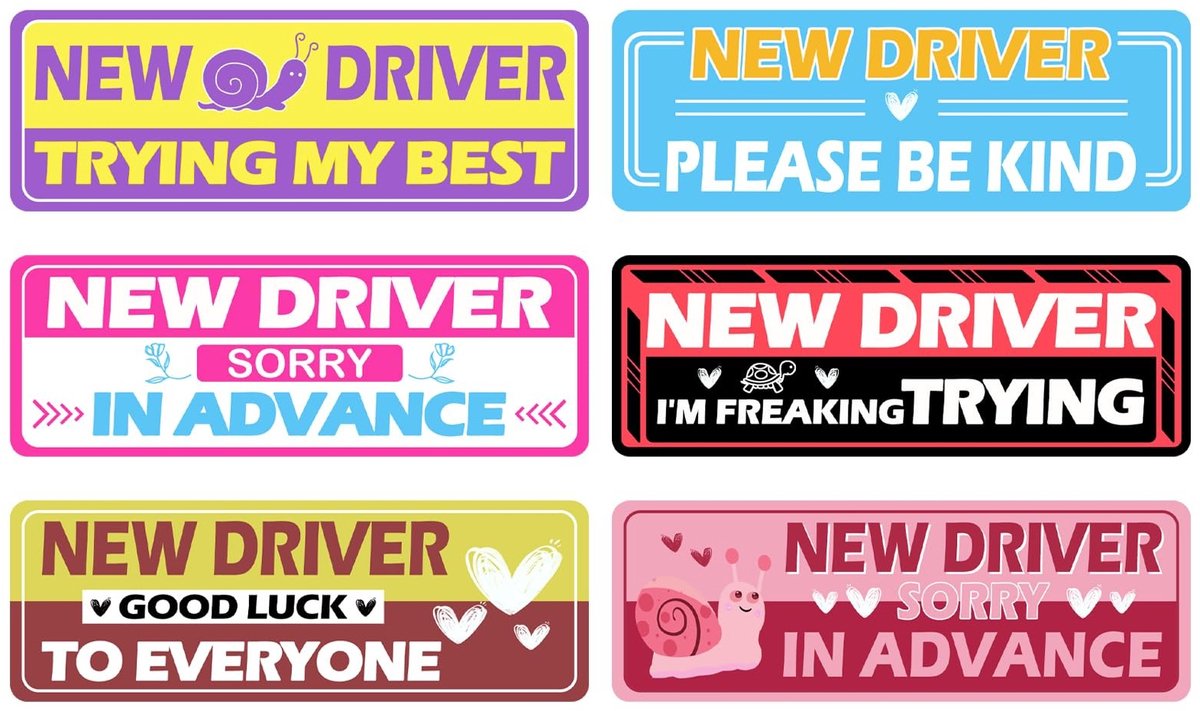 Dailygoods- Autostickers 6 stuks - Magnetische Stickers - Verwijderbaar - Waarschuwingsbord 'Houd Afstand' - Geschikt voor Studenten - Premium Materiaal - Magneten