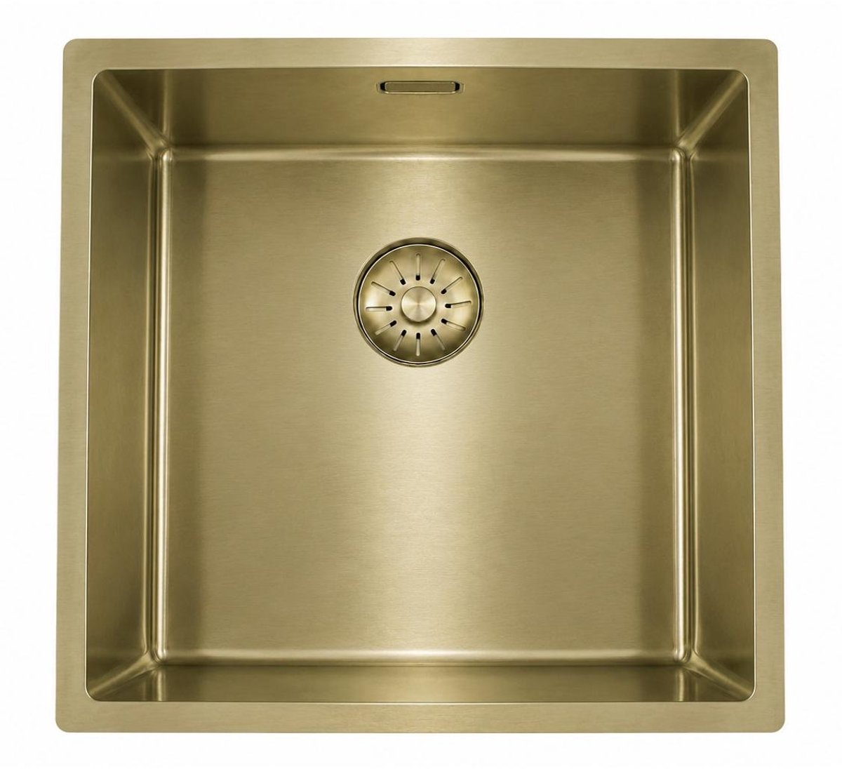 Pure.Sink Comfort PVD Gouden spoelbak 40x40 cm 10mm radius onderbouw, vlakbouw en opbouw PCM4040-60