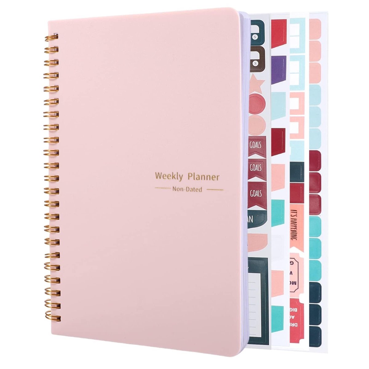 BRENZOOS- Weekplanner A5 ongedateerd - Checklist - Notitieboek - Kalender - Organizer - 4 vellen/plakstickers - Plannernotitieboek