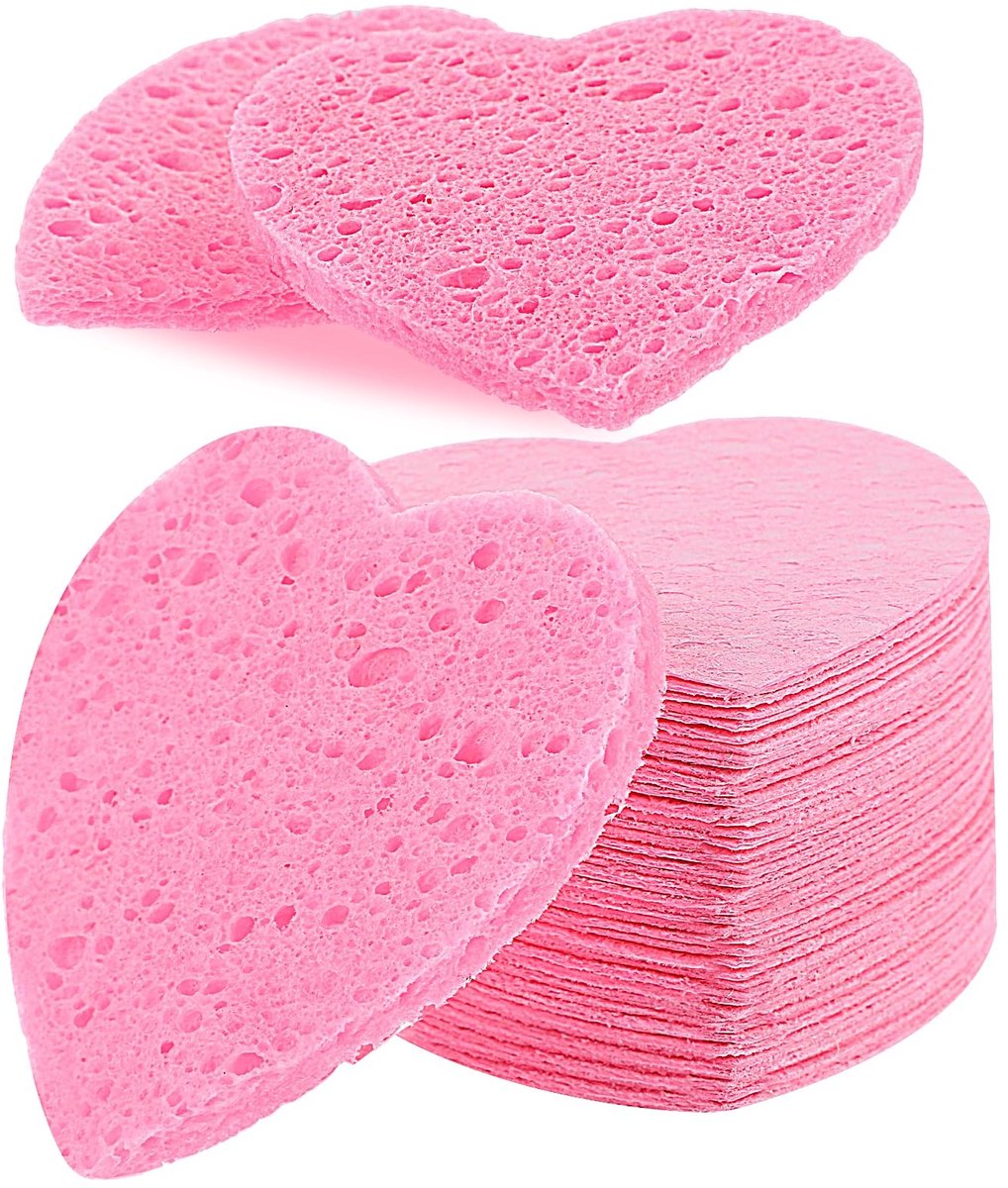 BRENZOOS- Wegwerpsponzen 60 stuks - Gezichtspons voor dagelijkse reiniging - Exfoliërende sponzen - Geschikt voor gezichtsmaskers - Verpakking 14 x 12 x 1,5 cm - Gezichtsspons