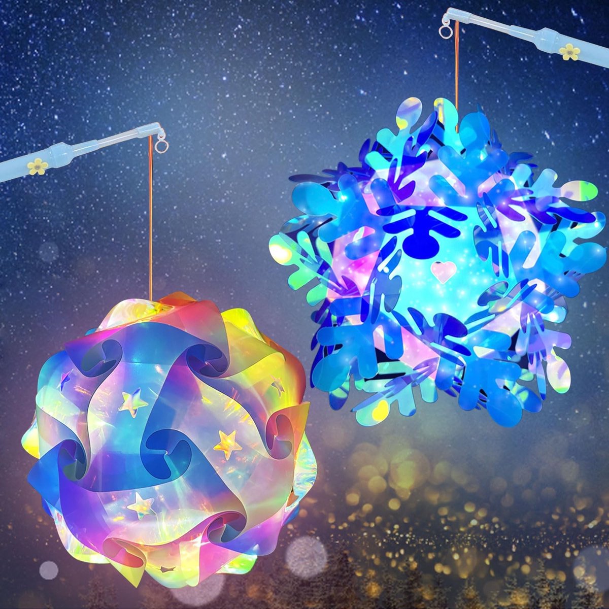 JHUBERS- Lantaarn knutselset voor kinderen - Draagbare lantaarn - LED lantaarnstaaf - Veelkleurige lantaarn - Doe-het-zelf montage - Ideaal voor Halloween/Kerstmis - Lampion