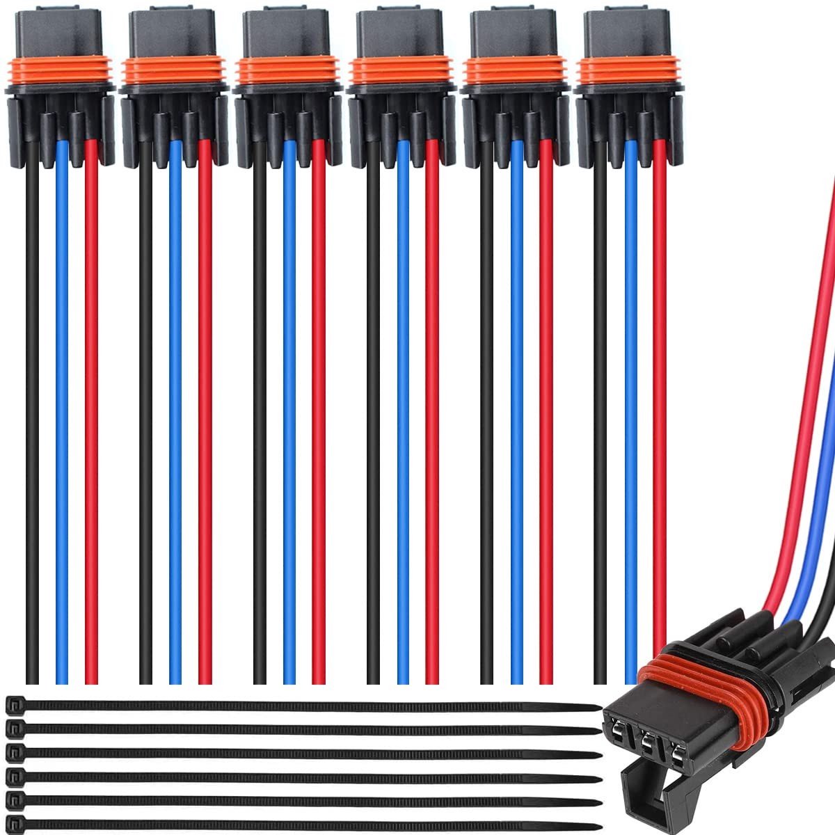 JHUBERS- Pigtail Connector 14 AWG - Draadconnectoren - Waterdicht - Voor Polaris Ranger/RZR/General - 6 Stuks - Eenvoudig te installeren - Draadconnector