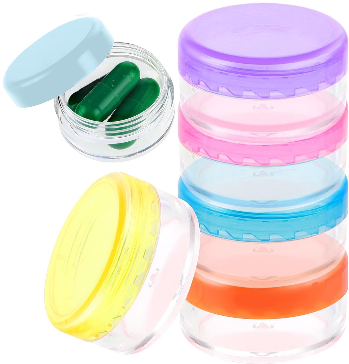 BRENZOOS- Pillendoos Klein Draagbaar - Pillendoosje 6 Stuks - Reis-Pillendoos - Zakpillendoos - BPA-vrij - Doorschijnend Ontwerp - Medicijnendoos
