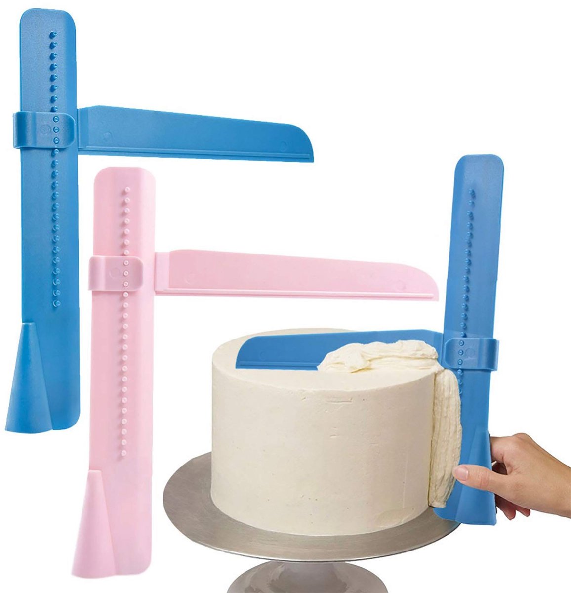 Dailygoods- Taartschraper - Instelbare Taartspatel - Voedselveilig Kunststof - Ergonomisch Ontwerp - 2 Stuks - 23,5 x 20,5 x 4,5 cm