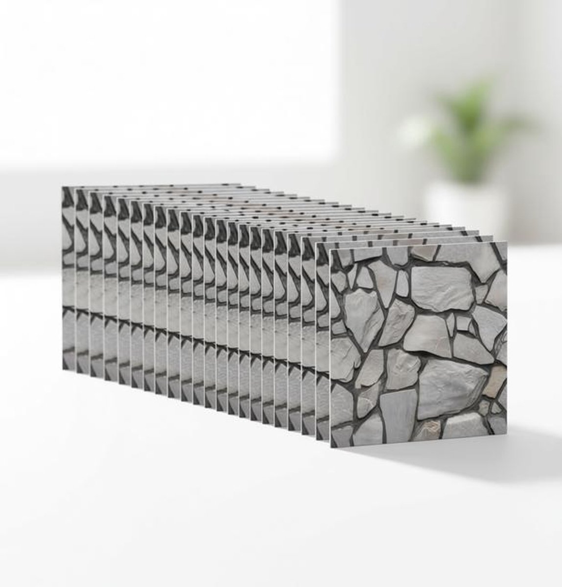 Maison Elara - 30 stuks Zelfklevende 3D-wandpanelen, Steenlook, PVC, 30x30 cm, Waterdicht, voor Binnen, Grijs