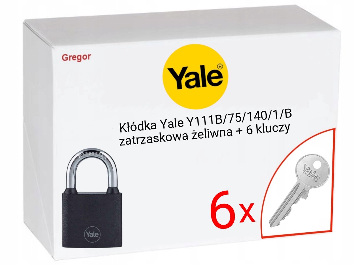 Yale Kettingslot Y111B/75/140/1/B Gietijzer + 6 Sleutels