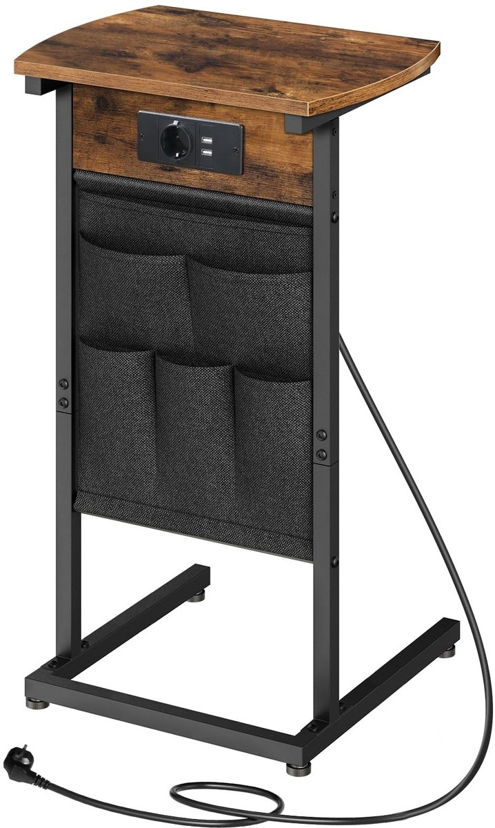 Dailygoods - C-vormige Bijzettafel met Laadstation en Vliesvakken