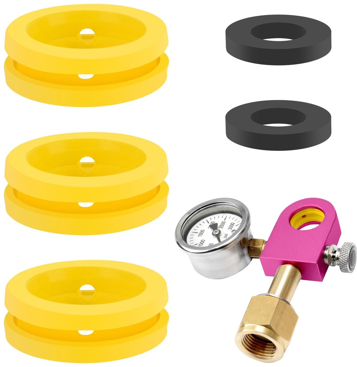 Dailygoods- Afdichtingen set van 5 - Silicone O-ringen - Reserveonderdelen - 3 gele/2 zwarte - Afmetingen 1,9 x 1 x 0,3 cm/3 x 2 x 1 cm - Hoogwaardige afdichtringen - O-ring