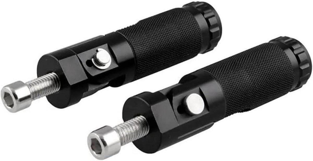 Motorfiets Voetsteunen - Passagiers Pinnen - Comfortabel Rijden - Opvouwbaar Aluminium - 2 Stuks - Zwart Zilver
