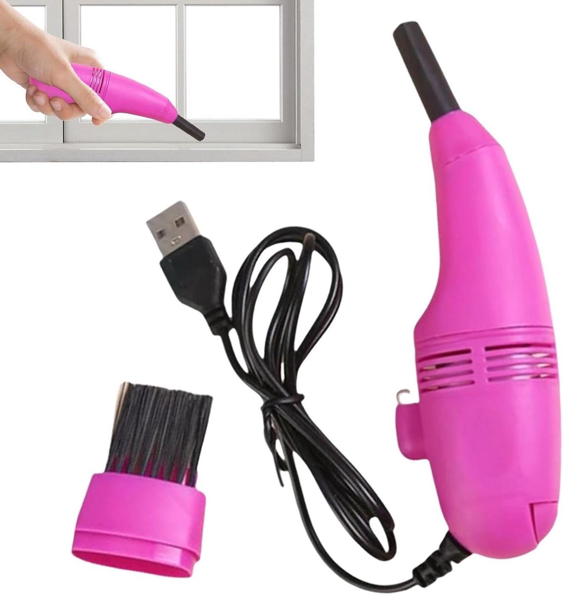 Mini Stofzuiger - Draadloze Cleaner - Toetsenbord Reinigen - USB Oplaadbaar - 19.7 cm - Roze
