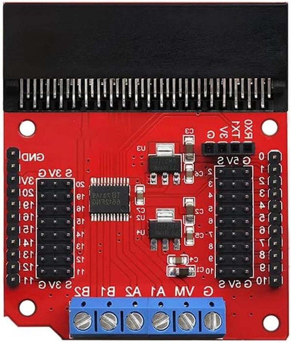 Motor Driver Board - Uitbreidingsmodule DC Motor - Robotica Projecten - Compact Ontwerp - 70x58mm - Rood