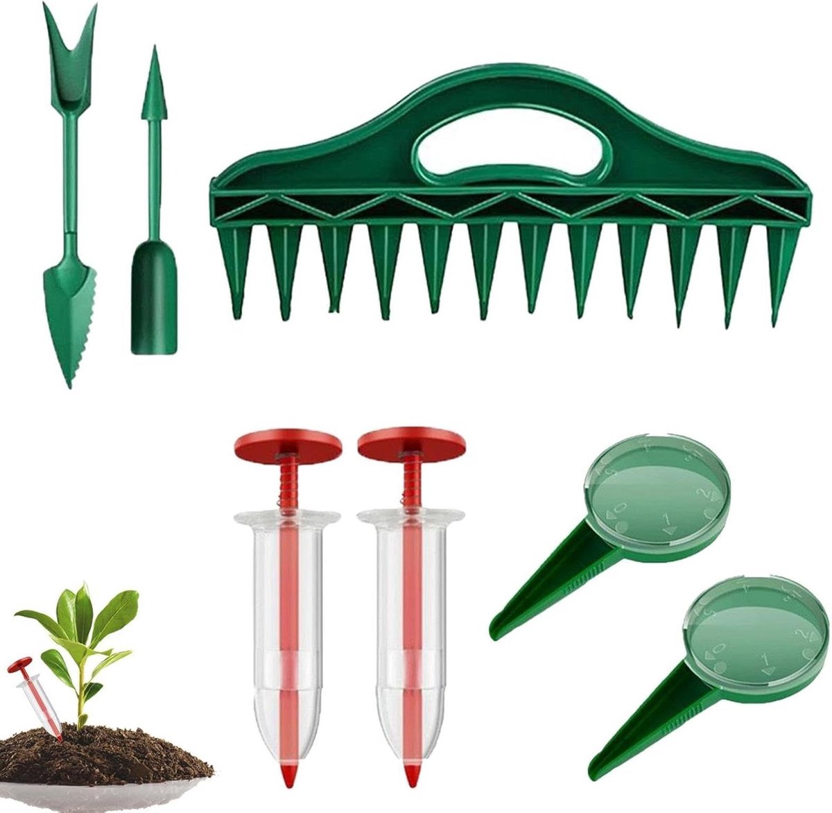 Handmatig zaaigereedschap - Zaadstrooier plantenbak - Precisie zaaien - Ergonomisch ontwerp - 30 x 13 cm - Groen