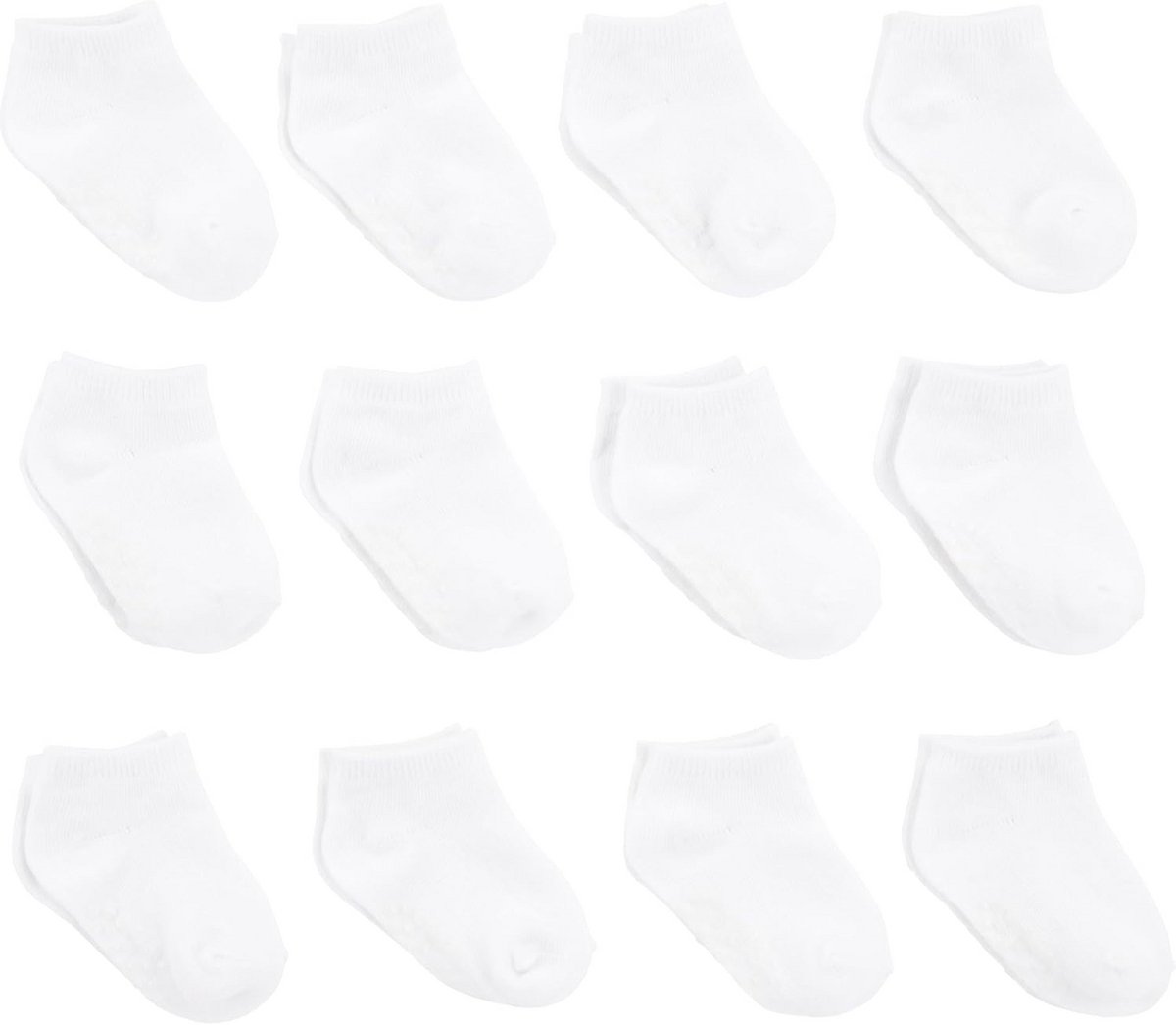 Babysokken Neutraal - Zachte Sokjes - Comfortabel Dragen - Antislip zooltjes - 12 Stuks - Wit