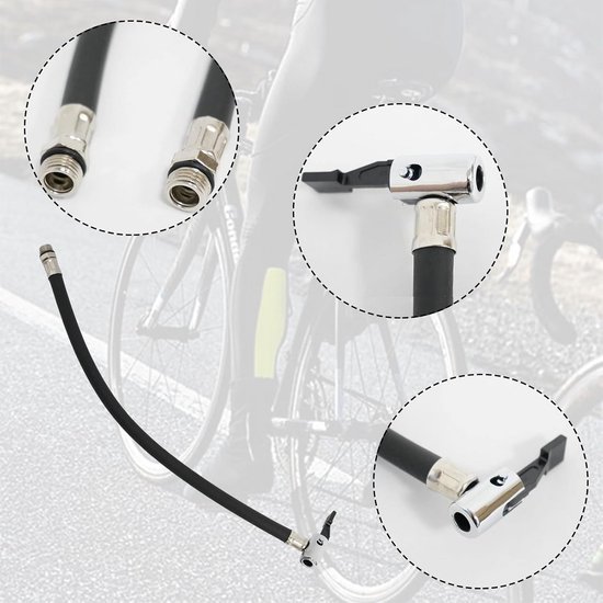 Bandenpomp Slang - Luchtpomp Adapter - Banden Oppompen - Universele Compatibiliteit - 2 stuks 37 cm - Zwart — afbeelding 2