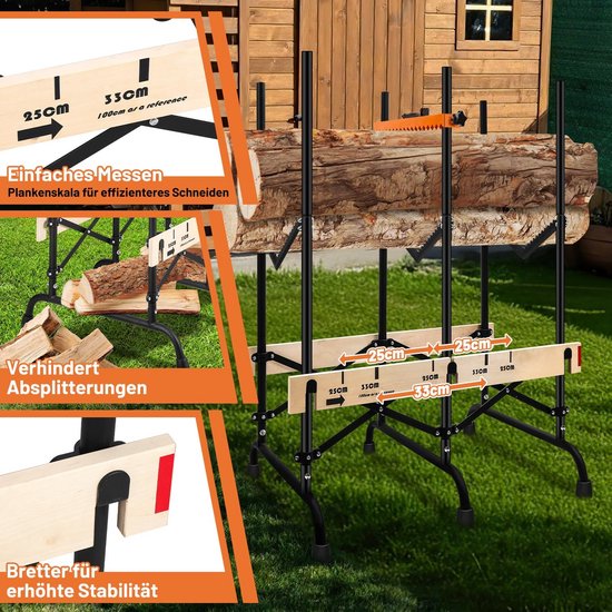 Zaagbok Set - Houtklover Ondersteuning - Efficiënt Hout Zagen - Inklapbaar en Stabiel - 2 Stuks 150 kg - Zilver — afbeelding 4