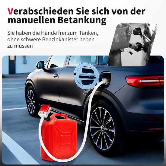 Elektrische Brandstofpomp 12V & USB-C – Automatische Overhevelpomp met Auto Stop – 12L/min Draagbare Benzine-, Diesel- & Kerosinepomp – Inclusief Slang en 4 Adapters voor Auto, Boot & Caravan — afbeelding 5
