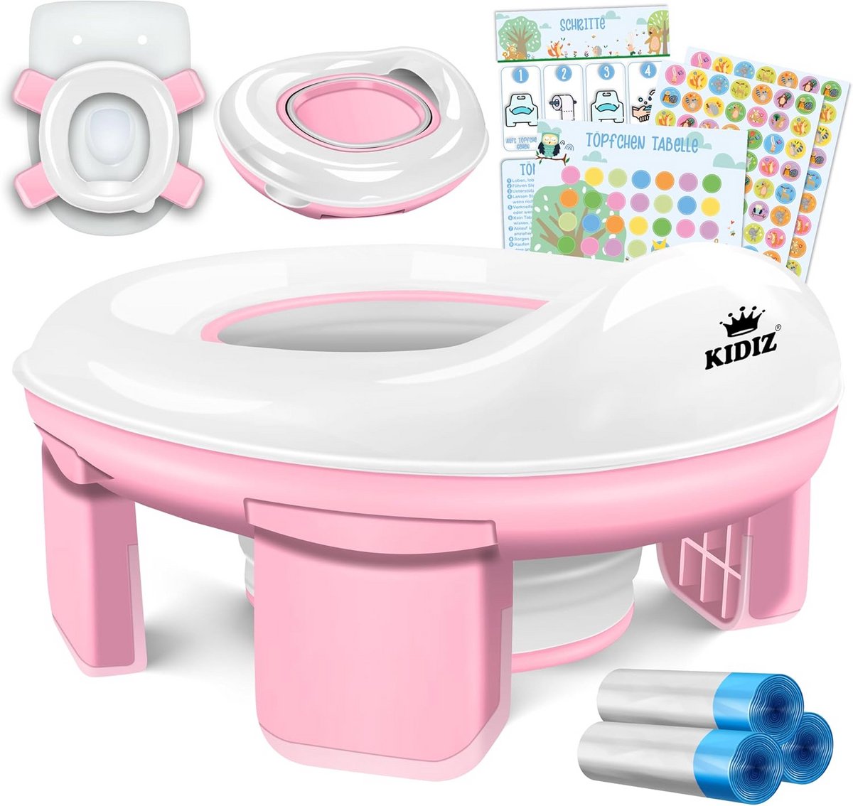 Kinder Toiletbril - Potjestrainer WC-bril - Zindelijkheidstraining - Extra Zachte Zitting - 28.5 x 27.5 cm - Roze Wit