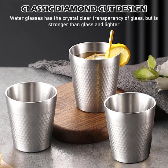 5x Stapelbare RVS Bekers 300ml - Dubbelwandig & Isolerend - Onbreekbaar voor Camping en Borrel — afbeelding 2