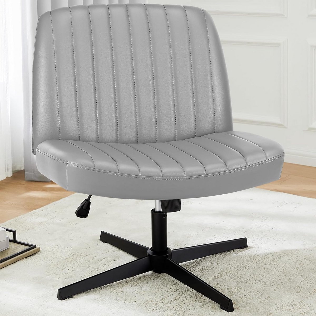 Bureaustoel - Werkstoel Kantoor - Thuiswerken Comfortabel - Armloos Ontwerp - 60 cm Breed - Zilver