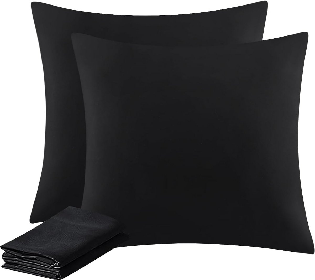 Kussensloop Set - Decoratie Kussens - Comfortabel Slapen - Zachte Microvezel - 50 x 50 cm - Zwart