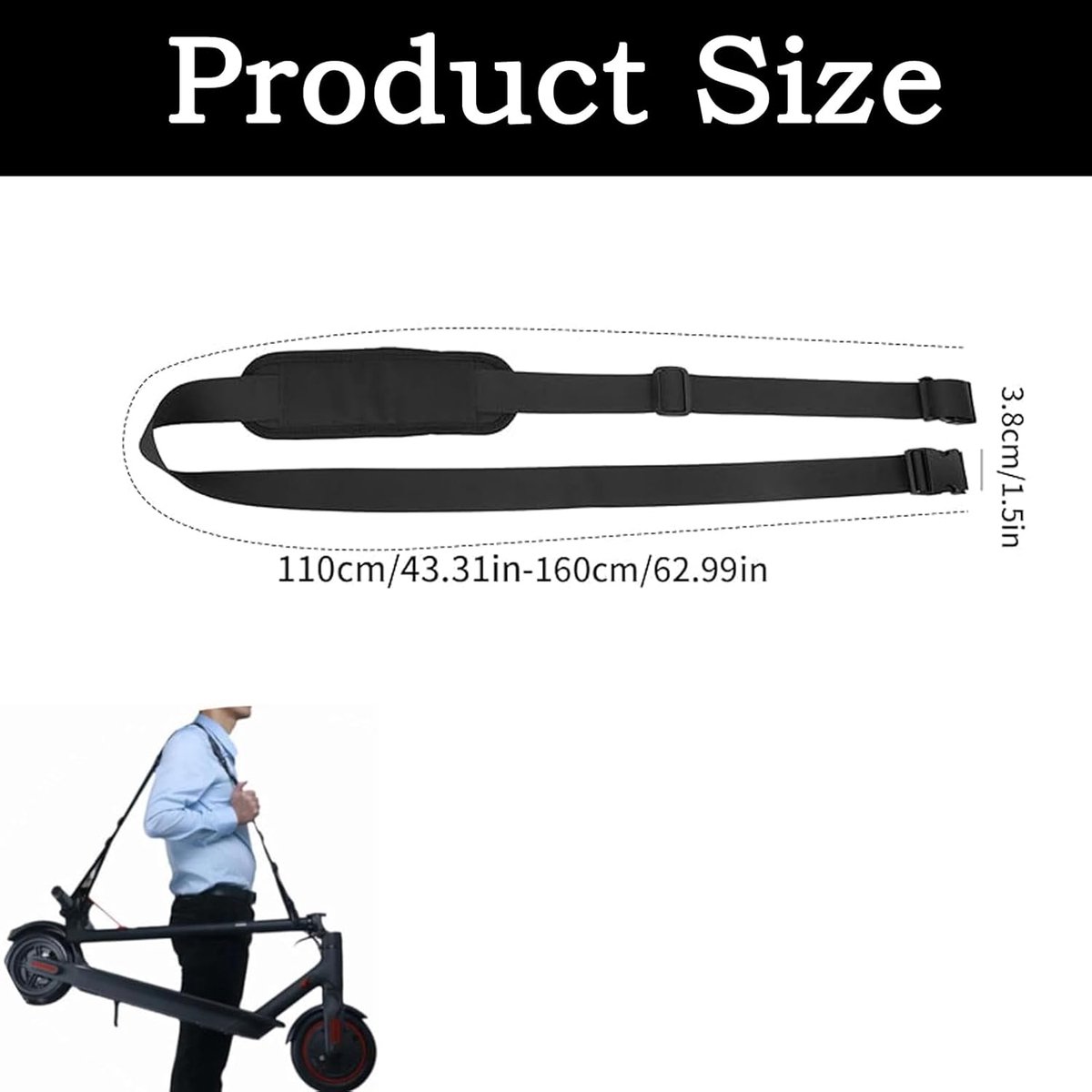 Draagband - Schouderband - Transport Hulpmiddel - Verstelbare Lengte - 30 cm - Zwart