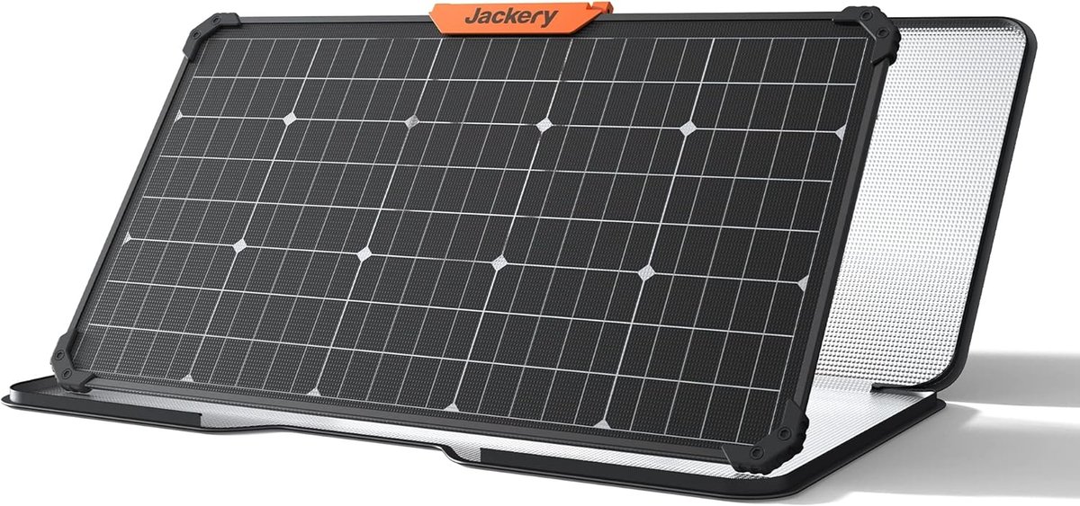 Draagbaar Zonnepaneel - Opvouwbaar Paneel - Energie Opwekken - Dubbelzijdig Rendement - 80 Watt - Grijs