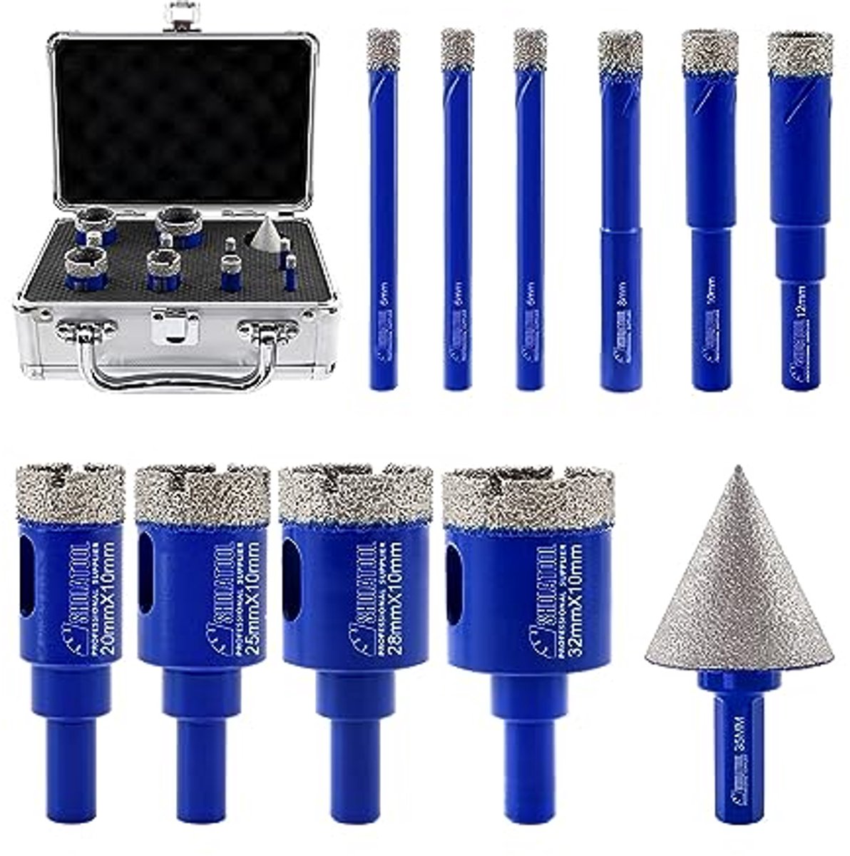 Diamant Boor Bit Set - Tegel Boren - Hard Materiaal Boren - Vacuüm Gesoldeerd - 6-35 mm - Zilver