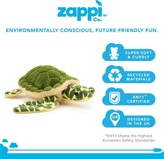 Ultra Zacht Schildpad Knuffelspeelgoed - 100% Gerecycled en Milieuvriendelijk (33 cm) van Merkloos — afbeelding 3