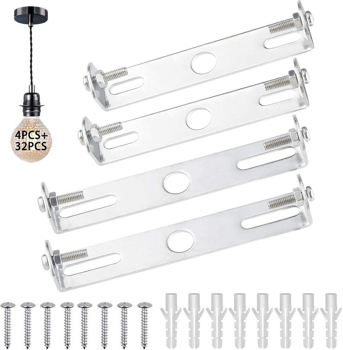 Plafondlamp Bevestiging - Lamp Ophanging - Lampen Installeren - Roestvrij Staal - 4 Stuks