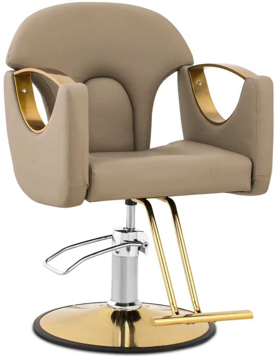 Kappersstoel met voetsteun - 53 - 64 cm - 180 kg - beige - physa