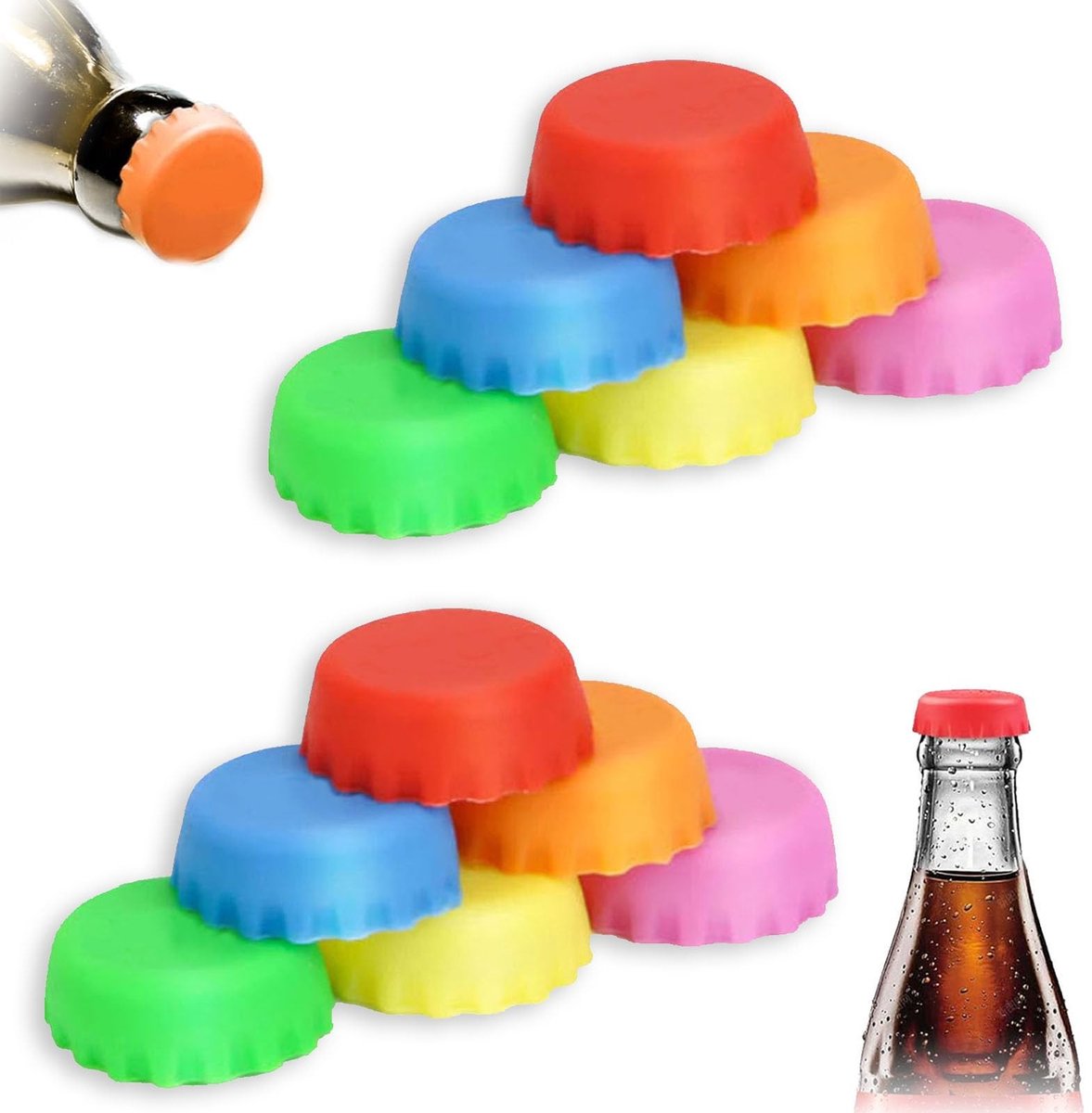 Dailygoods- Flesdoppen 12 Stuks - Herbruikbare Silicone Doppen - Effectieve Afsluiting - Geschikt voor Flessen - Voedselveilige Materialen - Hygiënisch en Duurzaam - Flesdeksels