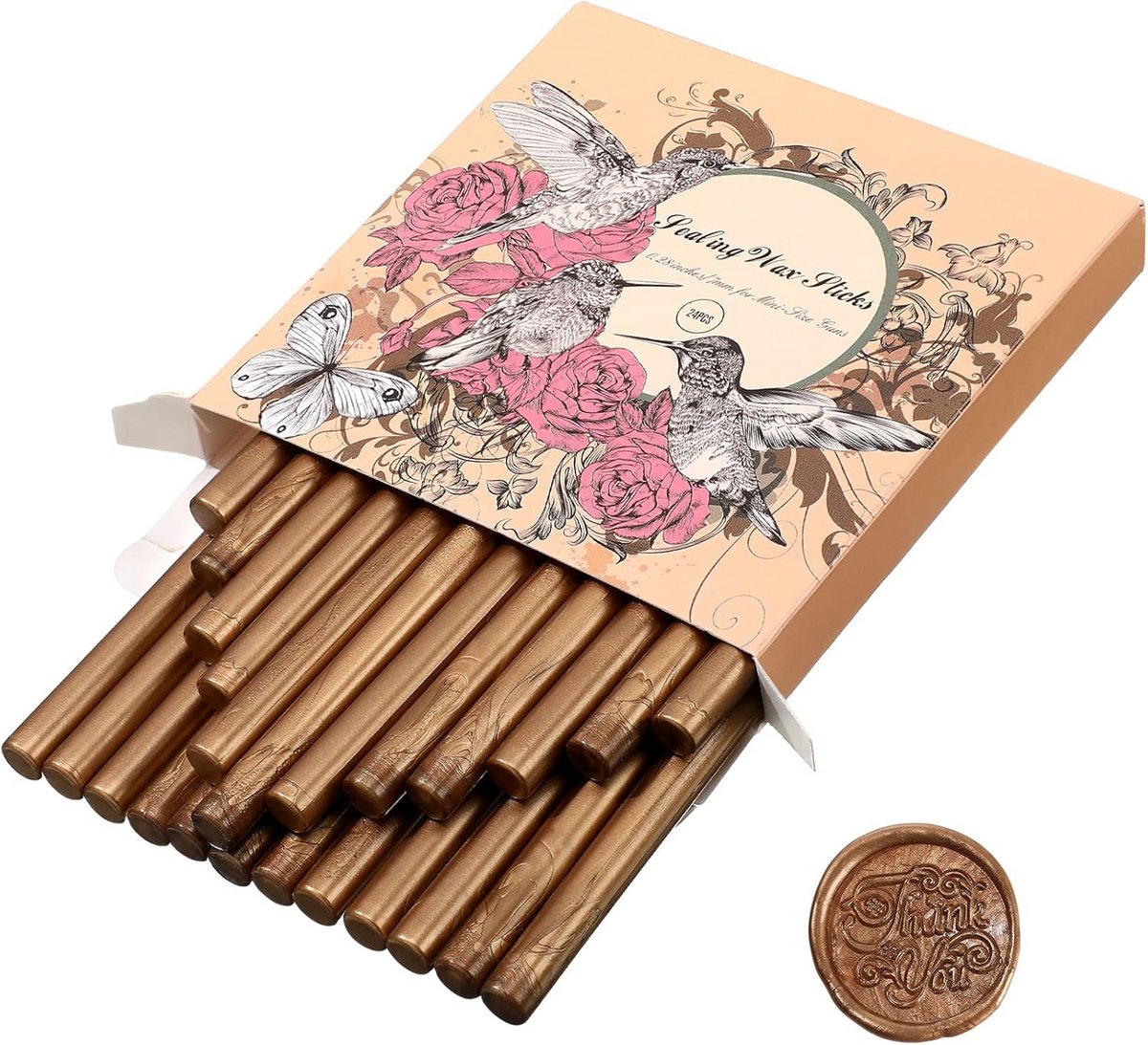 Lijmpistool Wax - Afdichtingswax Staven - Enveloppen Versieren - Hars Kwaliteit - 24 Stuks - Brons