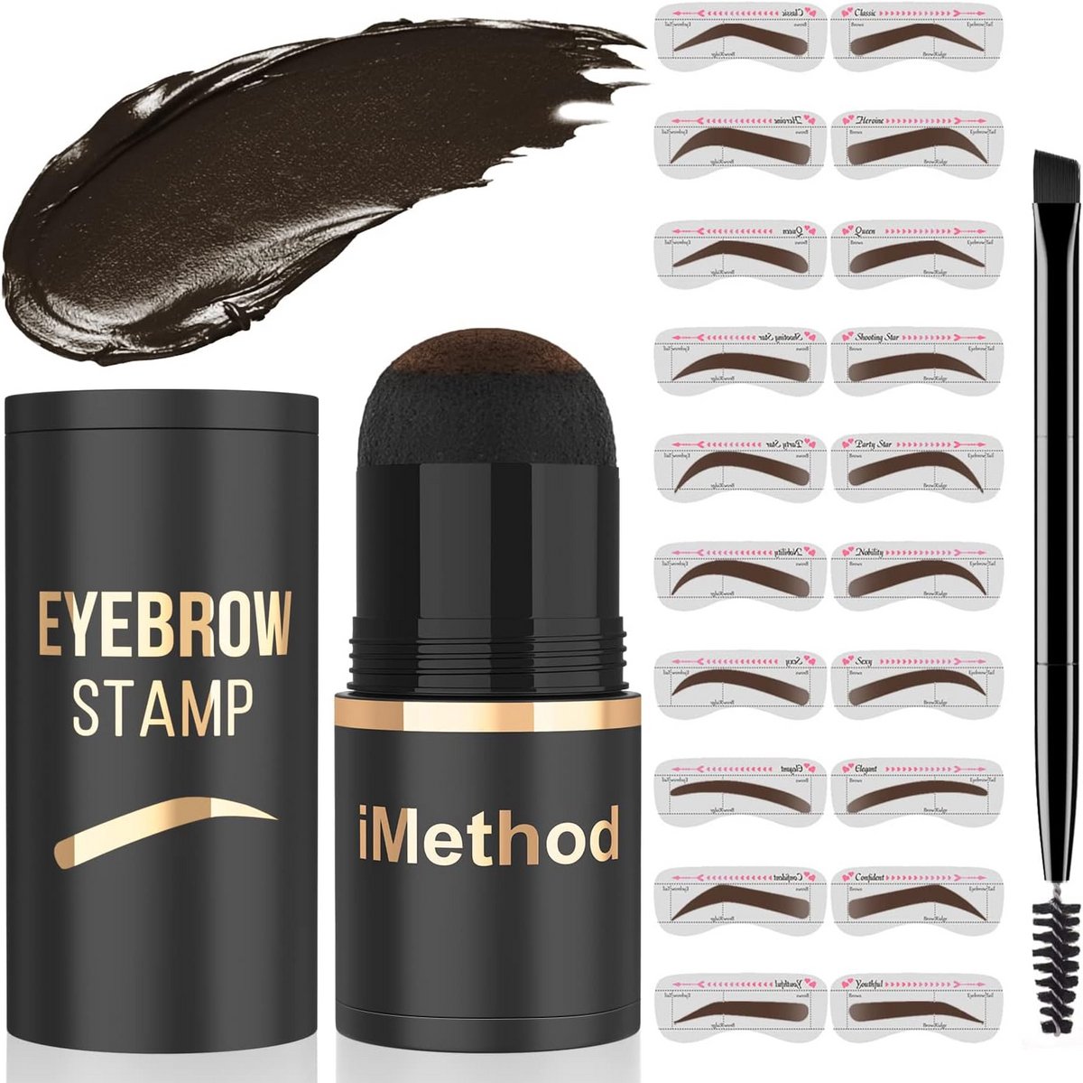 Wenkbrauw Stamp Set - Wenkbrauw Stencil Kit - Perfecte Wenkbrauwen - 10 Verschillende Stencils - 80 g - Zwart Bruin