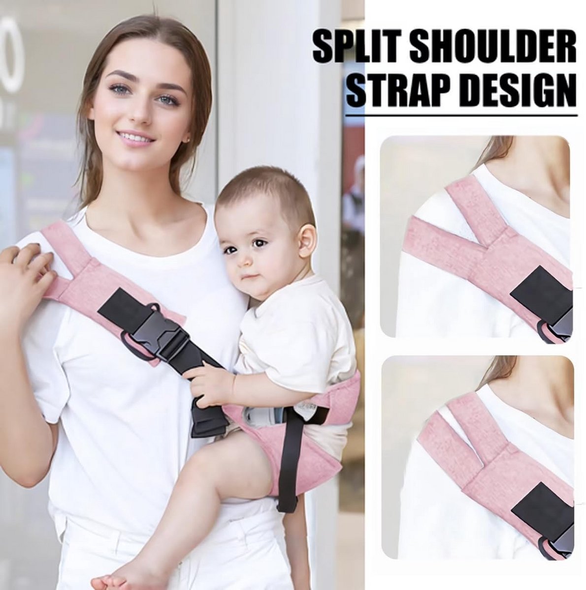 Babydraagzak - Draagdoek peuter - Baby dragen - Ergonomische heupondersteuning - Tot 20 kg - Roze – foto 5